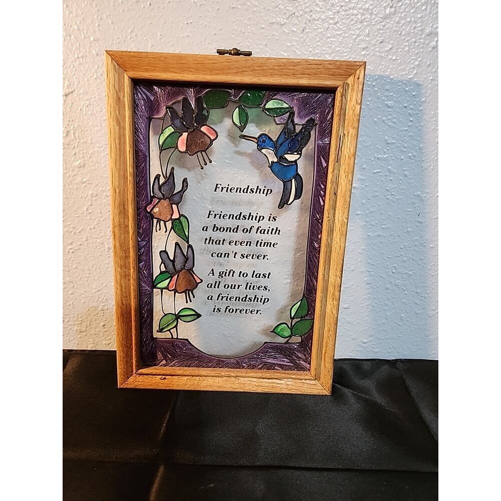 FRIENDSHIP FRAMED STAIN GLASS SUN CATCHER